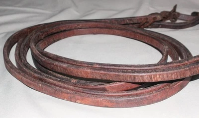 Riendas divididas occidentales con punta pesada de cuero marrón en muy buen estado Foto 1 de 4