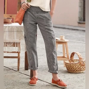 Pantaloni donna SUNDANCE più che cargo boho oliva orlo arrotolato ricamato TAGLIA 14 - Foto 1 di 11