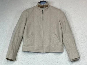 Lauren Ralph Lauren Wool Blend Jacket Women XS Ivory Suede Elbow Patches - Picture 1 of 10