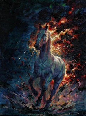 pintura original 30 x 40 cm 128PVt obras de arte pinturas al óleo caballo de fuego Foto 1 de 4