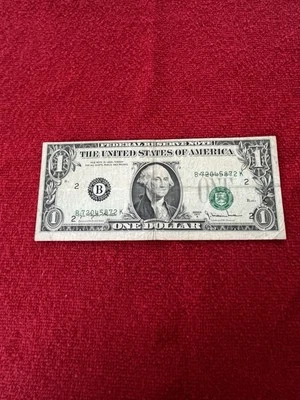 1977A One Dollar ($1) Bill Misalignment Serial Number Error Note • B72045872K - Image 1 of 4