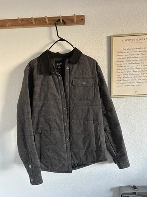 Brixton Jacket Mens Medium Gray Herringbone Wool Blend Snap Front Shirt Jacket - Image 1 of 3