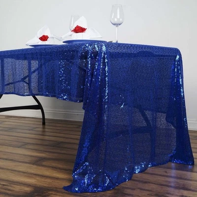 60" x 126" Sequin RECTANGULAR Tablecloth Dinner Wedding Linens Party Decorations - Image 1 of 2