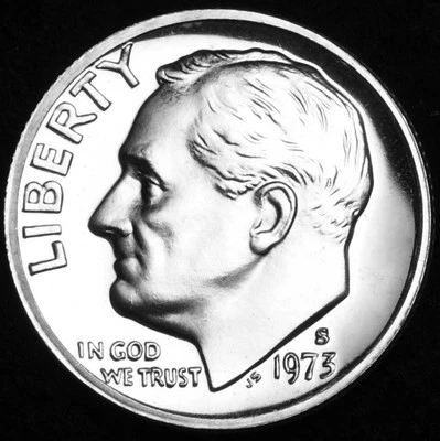 1973 S Roosevelt Mint Proof Dime ~ U.S. Coin from Original Proof Set  - Image 1 of 2