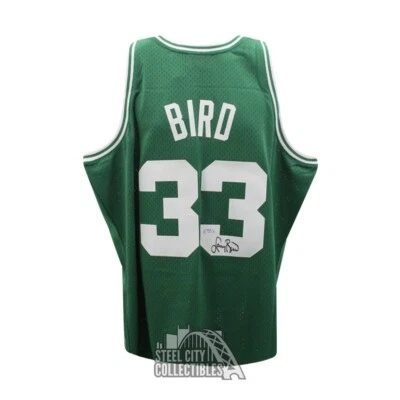 Larry Bird Autographed Boston Mitchell and Ness Basketball Jersey LG - PSA - Image 1 of 2