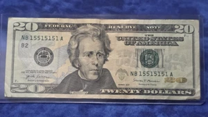 Banconota 20 dollari USA numero di serie basso fantasia NB 15515151 A 2017 - Foto 1 di 5