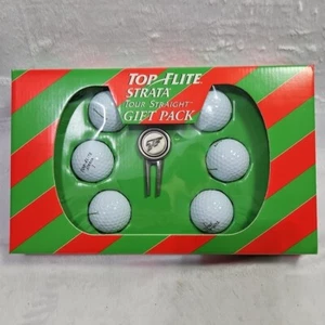 Vintage Christmas Top Flite Strata Tour Golf Balls And Divot Tool - Picture 1 of 2
