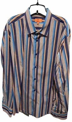 Tallia Mens Multicolor Striped Cotton Casual Button Down Long Sleeve Shirt 2XL - Image 1 of 4