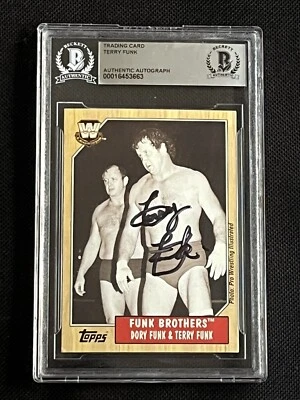 TERRY FUNK 2007 TOPPS HERITAGE WWE SIGNED AUTOGRAPHED CARD BECKETT BAS AUTHENTIC - Image 1 of 2