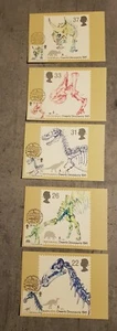 UNITED KINGDOM DINOSAURS 5 PHQ CANCELLED FIRST DAY OF ISSUE BRITISH 1991 - Picture 1 of 2
