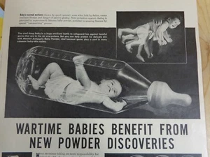 Mennen Baby Powder Magazine Ad Print 1943 WWII Babies Benefit New Discoveries - Picture 1 of 3