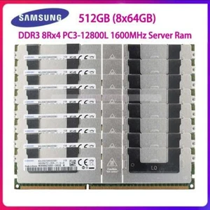 Samsung 512GB 8x64GB 8RX4 PC3-12800L 1600MHz ECC REG LRDIMM Server Memory 240pin - Picture 1 of 5