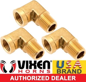 1⁄4"" NPT MACHO A HEMBRA L/CODO LATÓN ACOPLAMIENTO ACCESORIO PARA CUERNO/TANQUE 3 PIEZAS VXA7214-3 - Imagen 1 de 3