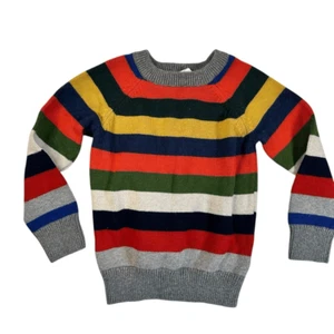 EUC Gap Kids Toddler Boy Gray Multi Color Striped Long Sleeve Sweater- Size 4T - Picture 1 of 4