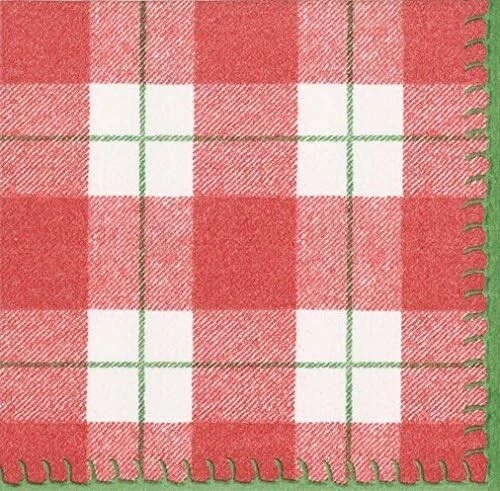 Caspari Paper Linen Dinner Napkins, Plaid Check Red - 2 Packs (14800DG) - Image 1 of 1