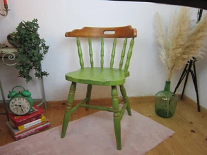 Holzstuhl shabby chic DEKO Küchenstuhl Stuhl Holz Vintage Olivgrün/Holz - Bild 1 von 7