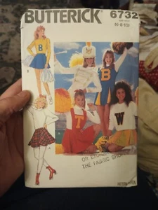 Butterick Sewing Pattern 6732 Teen Misses Dress Jumper Skirt Bib Cheerleader UC - Picture 1 of 2