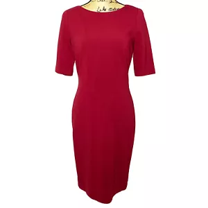 Vestido Lafayette 148 Vaina 4 Rojo Media Manga Midi NUEVO CON ETIQUETAS - Imagen 1 de 9