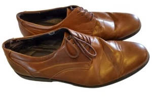 Van Heusen Dress Shoes Mens 13M Cognac Brown Oxford Faux Leather Larry Style - Picture 1 of 7