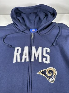 Sudadera con Capucha Gruesa Reebok NFL Los Angeles Rams LA Grande Para Hombre Azul Cremallera Completa - Imagen 1 de 4