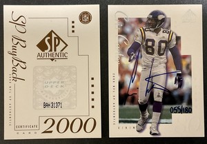 2000 Cris Carter UD SP Authentic Upper Deck “on card” Auto #/180 W/MATCHING COA