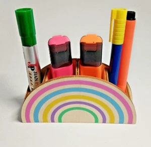 HOLZ REGENBOGEN BLEISTIFT TOPF STIFTEHALTER HALBKREIS STIFTESTÄNDER - Bild 1 von 12