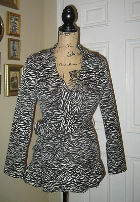 SANDRO STUDIO 动物印花全天候腰带衬衫夹克 ~ 尺寸 S ~ 超级可爱 — 第 1/4 张图片