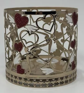 NEWBath & Body Works Large Candle Holder Silver Red Hearts Arrow Valentine's Day - Picture 1 of 6