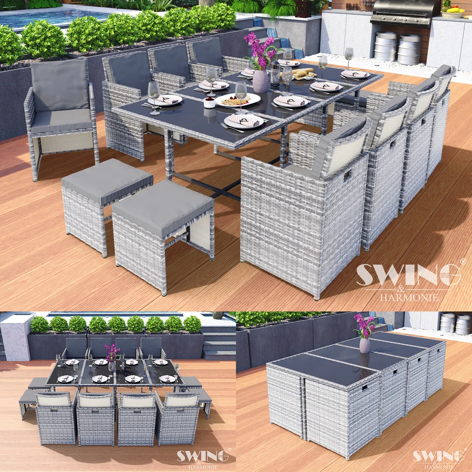 Poly Rattan Sitzgruppe Esstisch Lounge Gartenmöbel Sitzgarnitur Tisch + Stühle - Bild 1 von 1