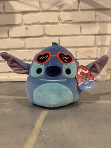 Original Squishmallows 8" Valentines Day Disney Stitch With Heart Sunglasses NWT - Picture 1 of 4