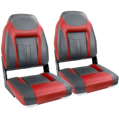 NORTHCAPTAIN Deluxe Charcal/Red High Back Folding Boat Seat, 2 Seats - Image 1 of 4