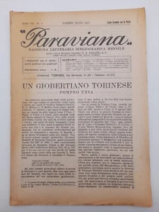 Paraviana n.4 anno 1923 Un Giobertiano Torinese - L'amanuense - Imagen 1 de 2
