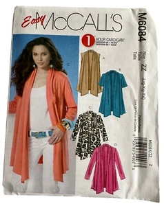 McCalls Easy M6084 ZZ Misses 1 Hour Cardigans Sewing Pattern Size L XL XXL Uncut - Picture 1 of 3