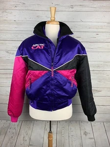 VTG Arctic Cat Thinsulate 2in1 Ski Jacket Purple Color Block Women L Nylon - Picture 1 of 9