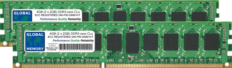 4GB (2 x 2GB) DDR3 1066MHz PC3-8500 240-PIN ECC REGISTERED RDIMM SERVER RAM KIT - Image 1 of 1