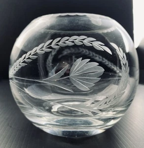 Vintage 1986 MCGUIRE CUT CRYSTAL Clear Rose Bowl Vase, Signed, Warsaw, Indiana - Bild 1 von 7