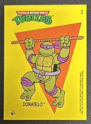 1989 Topps Teenage Mutant Ninja Turtles TMNT Sticker Card Donatello #3 VG/EX - Image 1 of 2