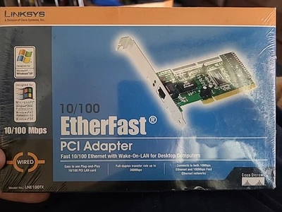 New Sealed Linksys 10/100 Mbps EtherFast PCI Adapter Ethernet Card # LNE100TX - Image 1 of 4
