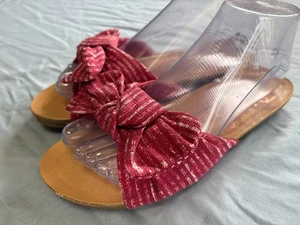 Sandalia para mujer Blowfish Malibu con lazo borgoña/blanco, talla 8M, ¡súper lindo! Usado en excelente estado - Imagen 1 de 13