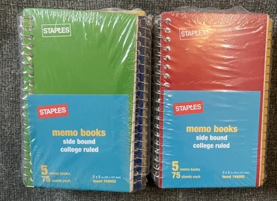 Lot of 2:Side Bound College Ruled Multicolored Memo Books Set Of 5 (Staples) 3x5 - Image 1 of 4