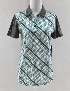 Camisa Polo Boombah Talla Mediana Azul Gris Blanco Cuadros Mecha Humedad Ajustada Nueva con Etiquetas - Imagen 1 de 7