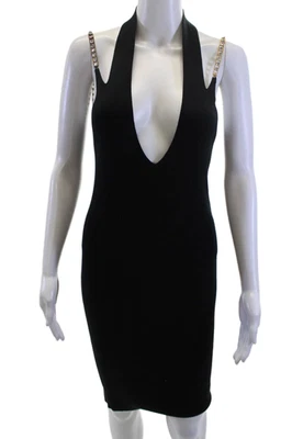 Vestido midi sin mangas Gianni Versace de seda negro ceñido al cuerpo cuello en V talla S Foto 1 de 4