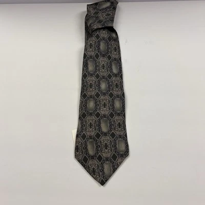 Vtg Henry Grethel Classic Men's Necktie 100% Italian Silk Green & Gray 58” x 4” - Image 1 of 4