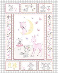 Wee Ones von Oasis Fabrics Kinderzimmer Tiere Baumwolle Quilt Stoff Panel 35" x 44" - Bild 1 von 1