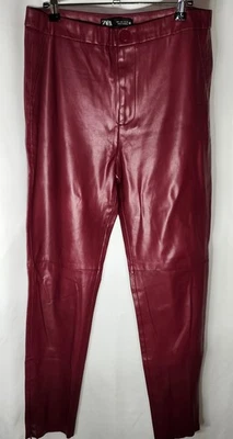 ZARA LEATHER PANTS ANKLE ZIP SIZE L - Image 1 of 4