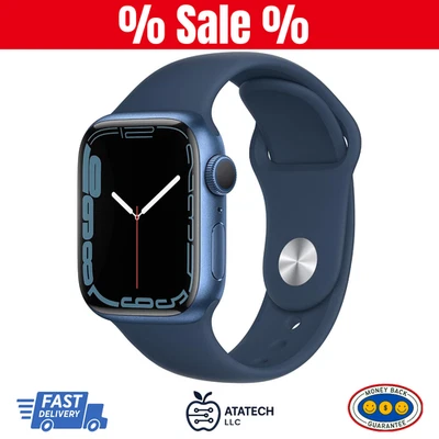 Apple Watch Series 7 (GPS) 41mm Aluminium Case Blue + Band Openbox (Excellent) - Image 1 of 4