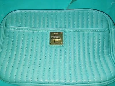 Bolso cruzado Isaac Mizrahi acolchado verde azulado nuevo sin etiquetas Foto 1 de 4