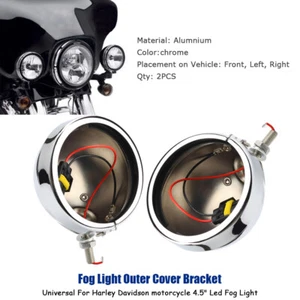 2x 4.5'' LED Fog Light Outer Cover Housing Bracket Trim For Harley Motorcycle - Bild 1 von 8