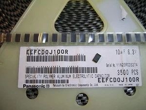 10x 10uF 6.3V SMD POLYMER ALUMINUM ELECTROLYTIC CAPACITOR PANASONIC EEFCD0J100R - Picture 1 of 1