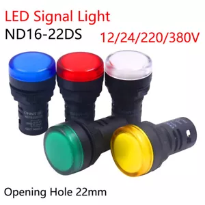 Indicator Pilot Light LED φ22mm Warning Lamp Signal Panel AC DC 24V 220V 380V - Picture 1 of 15